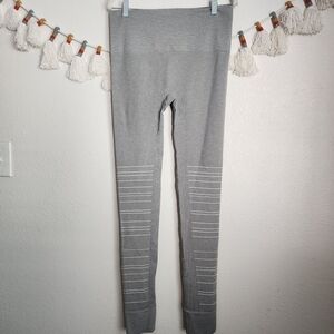 Blanqi Sport Support Gray Hipster Striped Maternity Leggings Comfort Casual L